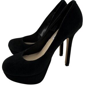 Steve Madden 8M Bevv Platform Pump Blk Suede Stiletto High Heel Formal Y2K Bratz